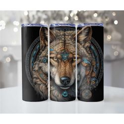 wolf animal skinny 20oz metal tumblers, wolf tumbler, tumbler cup gifts, skinny tumblers, gift cups