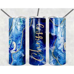 blue ocean agate customized/ personalized 20 oz skinny tumbler