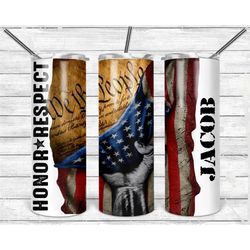 we the people constitution and flag personalized 20 oz skinny tumbler