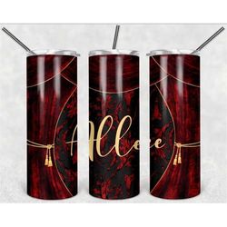 red and black curtains personalized 20 oz skinny tumbler