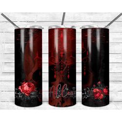 red and black vampy skull personalized 20 oz skinny tumbler