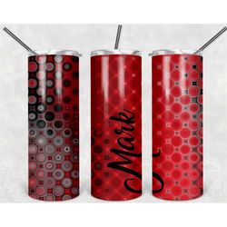 red and black personalized 20 oz skinny tumbler