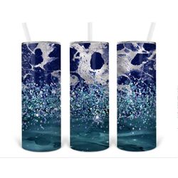 marble blue personalized 20 oz skinny tumbler