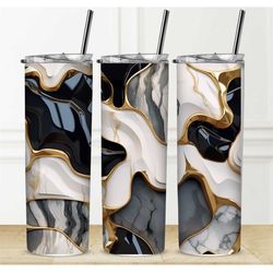 tumbler personalization available sublimation permanent wave design gift box water bottle straw custom name black grey