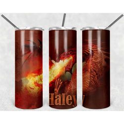 fierce fire breathing dragon personalized 20 oz skinny tumbler