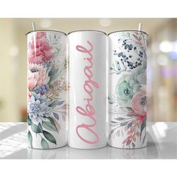 personalized skinny tumbler, 20 oz stainless steel floral skinny tumblers, bridesmaids tumblers, custom bachelorette par