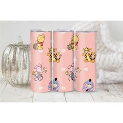 pooh insulated tumbler with straw winnie daisy reusable coffee travel mug pink daisy flowers reusable water tumbler