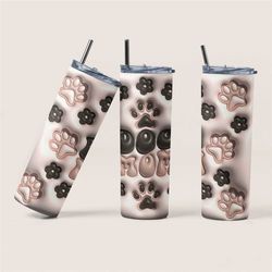 chic pet lover 20oz skinny stainless steel tumbler, insulated dog paw print travel cup, unique animal lover gift, durabl