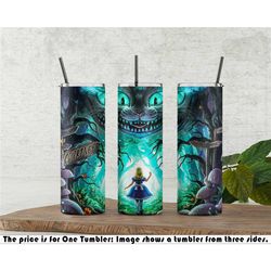 cheshire cat, alice, custom names, gifts for him or her, personalized tumbler w/straw 20 oz,