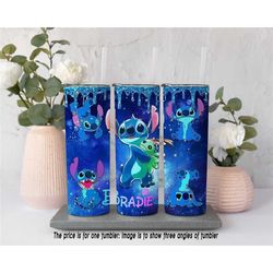 unique stitch inspired by 'disney movie' personalized tumbler: handcrafted disney fan souvenir