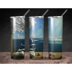 whimsical ocean scene tumbler, 20 ounce tumbler, beach house, sailboat tumbler, book tumbler, reading tumbler, gift for