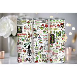 glow in the dark, stainless steel, grinch, collage, christmas, grinchmas, 20oz tumbler