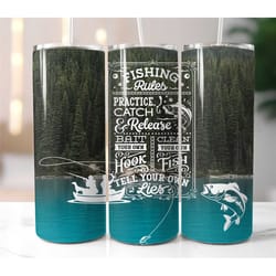 fishing rules tumbler sublimation transfer ready to press fishing pole tumbler designs