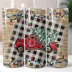 christmas red truck tumbler sublimation transfer ready to press holiday tumbler designs