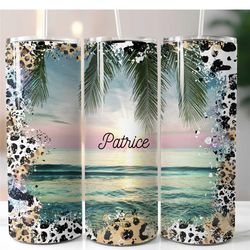 beach tumbler   ocean tumbler  vacation tumbler   sunset tropical tumbler  beach cups with lid and straw