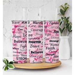 pink ribbons tumbler for breast cancer awareness month! cancer warrior tumbler | cancer survivor tumbler