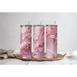 cherry blossom tumbler,japanese cherry blossom tumbler, cute flower tumbler, gifts for her, cherry blossom gifts, person