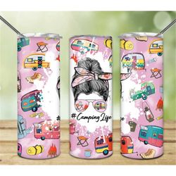 camping life tumbler, camp life, summer time, happy hour, 20oz skinny tumbler, pink tumbler, summer tumbler, 20oz skinny