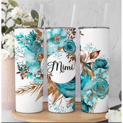 mimi tumbler for grandma for mother's day ,cute mimi travel mug , floral grandma tumbler for mother's day ,cute mother's