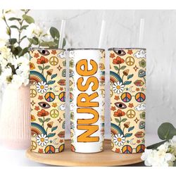 groovy nurse tumbler, personalized nurse tumbler, nurse appreciation week gift for nurse, cute cheetah nurse tumbler, me