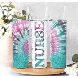 nurse tumbler, tie dye nurse travel mug, personalized nurse tumbler, rn tumbler, rn gifts for women, rn gifts graduation
