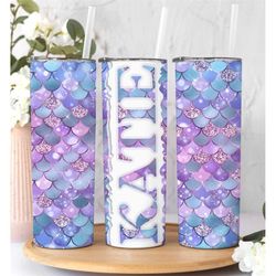 personalized glitter mermaid tumbler with name,mermaid foil tail tumbler with straw gift for her,mermaid scale tumbler g