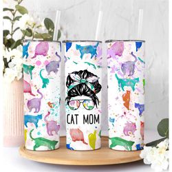 cat mom tumbler with straw ,cat lover tumbler gift for her , tumbler for holiday ,gifts for her, cat lady tumbler, birth