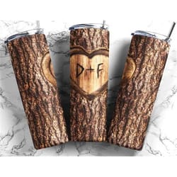 customizable carved heart love tree valentines day 20oz skinny tumbler, gift for her travel mug, double double wall insu