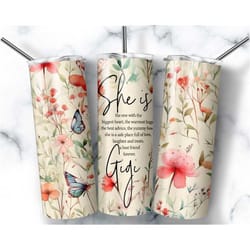 she is gigi floral 20oz skinny tumbler straw & lid, travel mug cup, double wall insulated, mother's day gift grandma