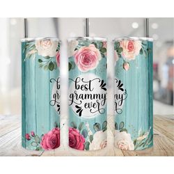 grammy wood floral 20oz skinny tumbler with straw & lid, travel mug, cup, double wall insulated, mother's day gift for h