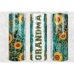 grandma sunflower 20oz skinny tumbler with straw & lid, travel mug, cup, double wall insulated, mother's day. gift for h