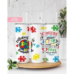 autism awareness month tumbler, 20oz skinny tumbler sublimation, special needs, gift, gift for her, double wall insulate