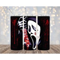 scream ghost face tumbler, halloween horror 20oz, scream, halloween ghost tumbler, ghost, pumpkin, halloween red pumpkin
