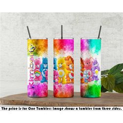 custom care bears tumbler with personalized name - unique gift idea 80's