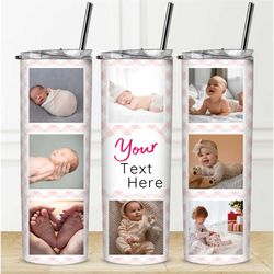 baby custom photo text girl tumbler add your own photo text personalised gift water bottle wedding gift memorial tumbler