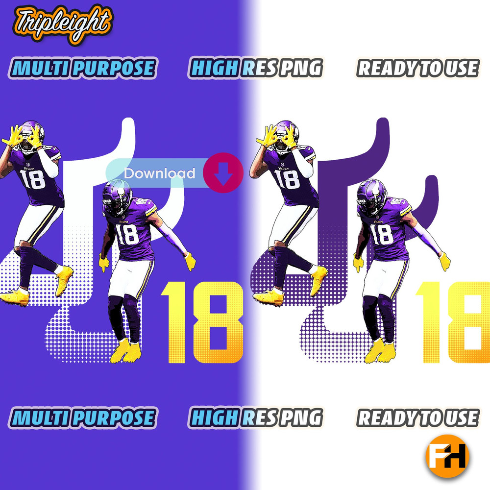 2 Variant JJ Vikings Football Vintage Griddy Design PNG Download 0