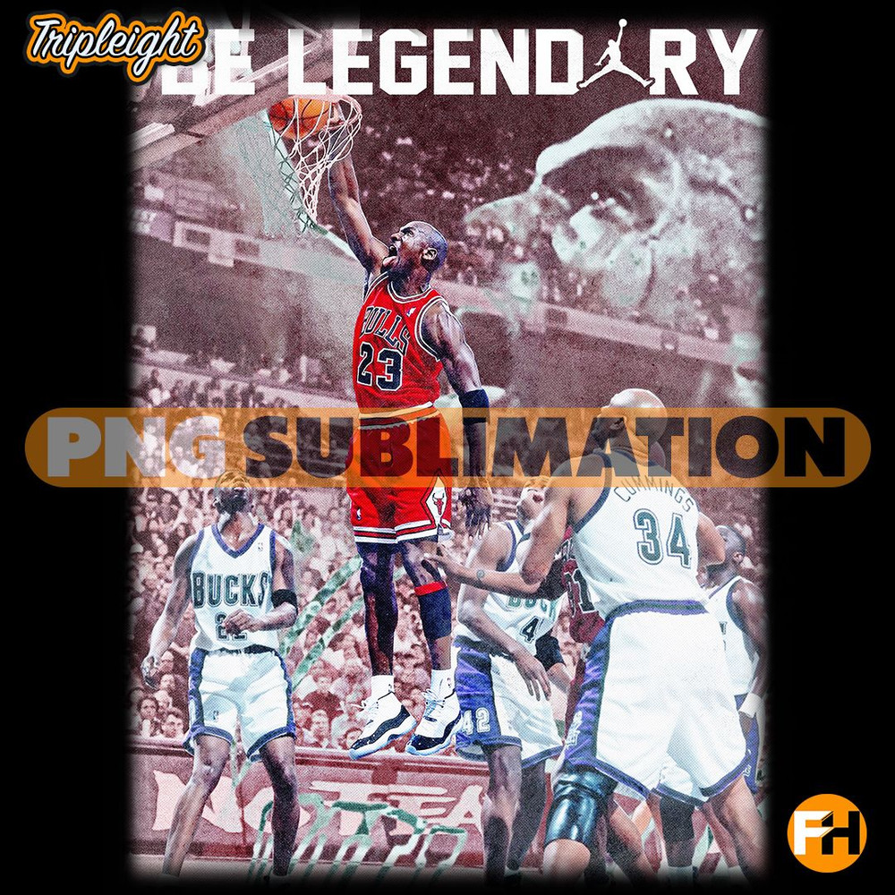 Michael Jordan Be Legendary Slam Dunk Double Exposure PNG 0