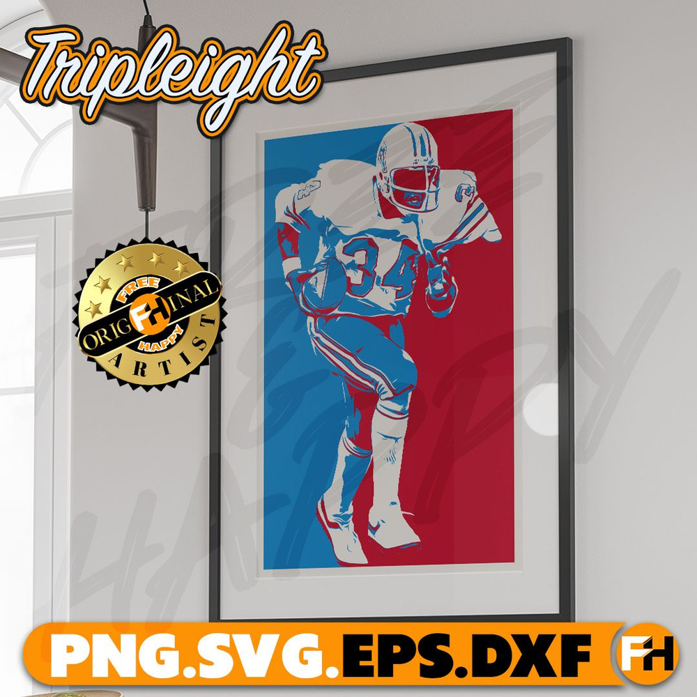 Houston Earl Campbell Retro Vector Sports IllustrationPNG SVG Download 0