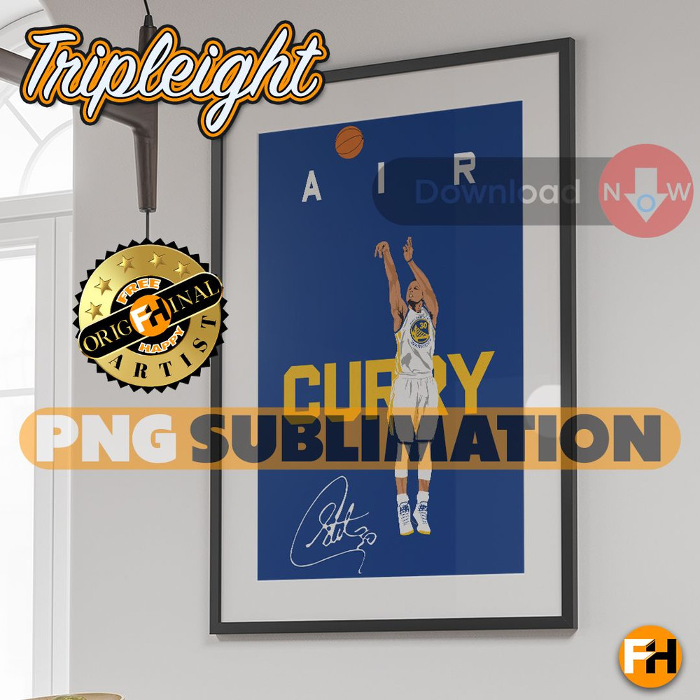 Golden State Steph Curry Air Vector Illustration  Basketball Sublimation PNG Digital Download 1