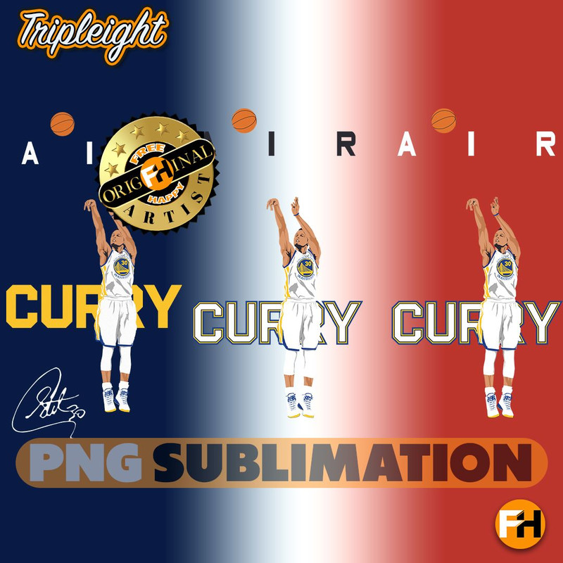 Golden State Steph Curry Air Vector Illustration  Basketball Sublimation PNG Digital Download 0