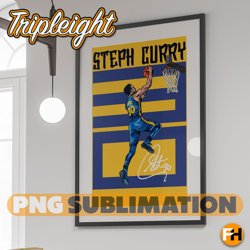 Steph Curry 30 Golden State Basketball Illustration  2 Variant Sublimation PNG Digital Download 1