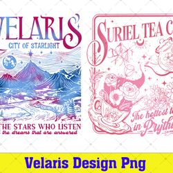 velaris city of starlight png, the night court, sjm merch png, acotar velaris png, suriel tea co png, book lover png,
