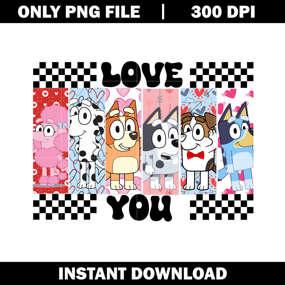 Valentine Bluey Dog Cartoon Png