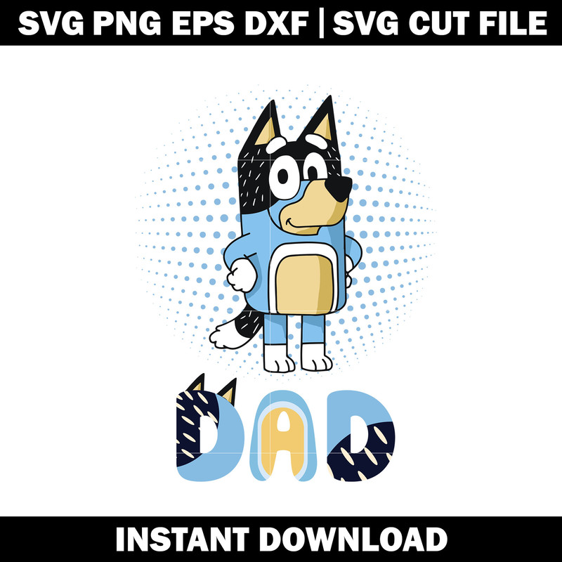 Bluey cartoon bandit dad svg