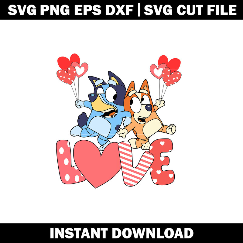 Bluey And Bingo Love Valentine SVG