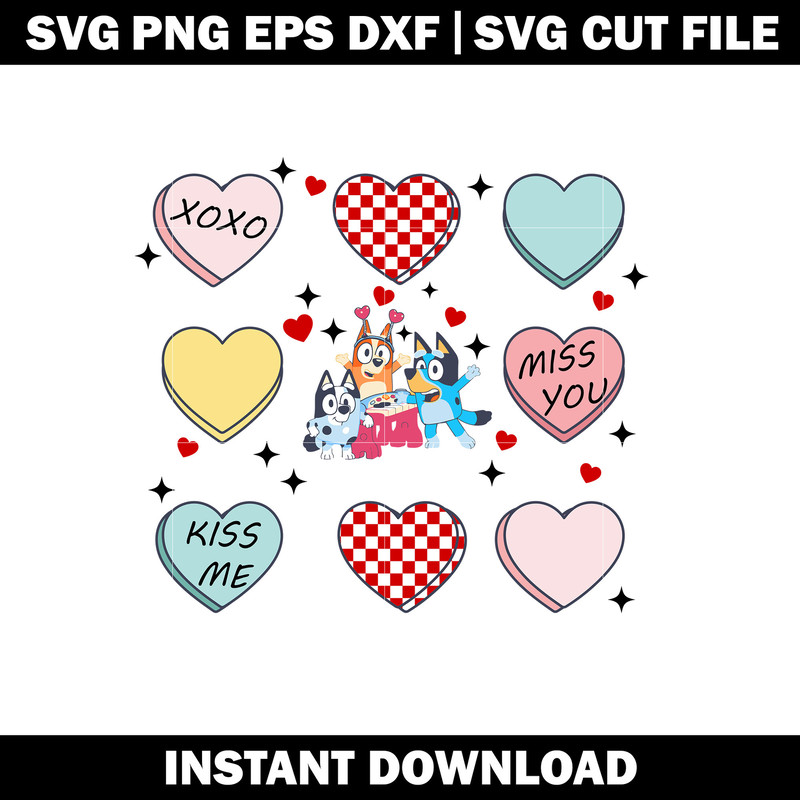 Bluey friends heart valentine SVG