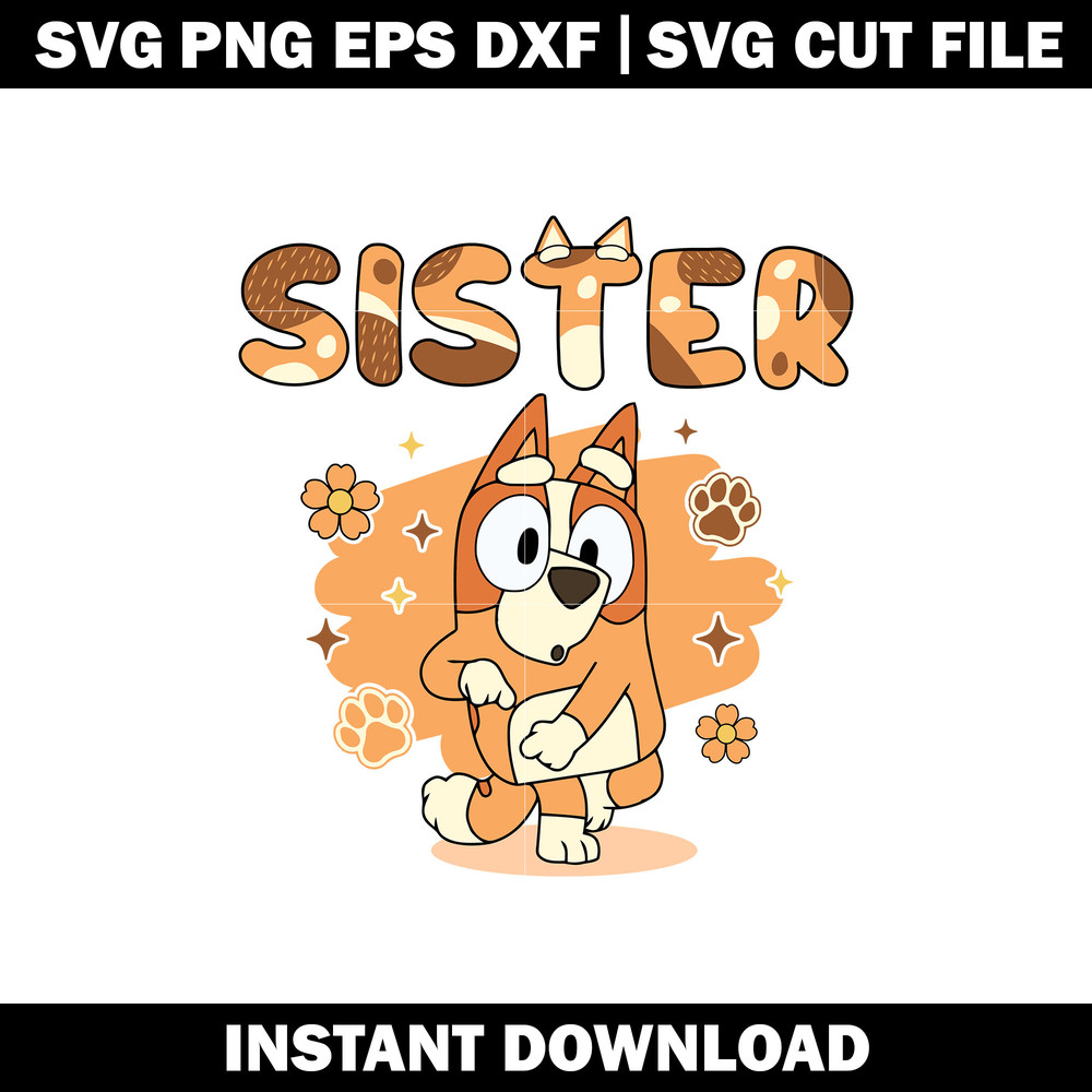 Bluey cartoon chilli sister SVG