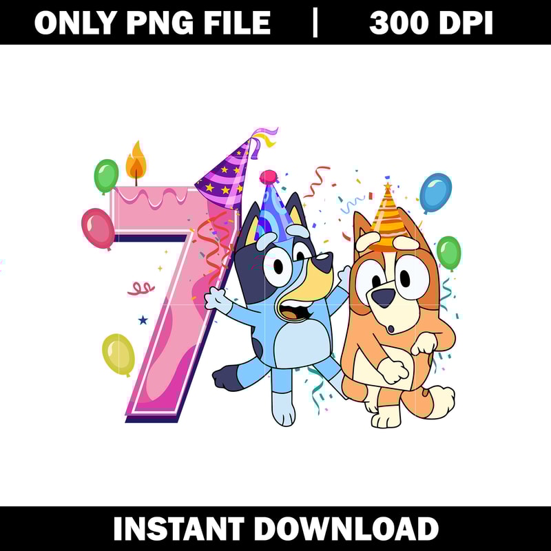 Bluey bingo Happy 7th Birthday png