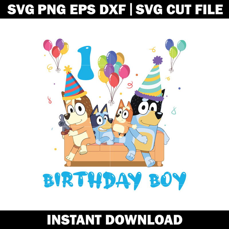 Bluey family 1st birthday boy svg
