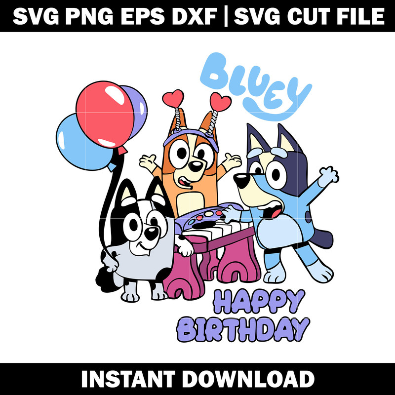 Bluey happy and fiends svg